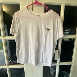 Crop top t shirt with embroidered bee